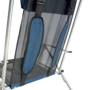 Quik Shade - Beach Recliner Shade Chair, Navy and White Fabric, Silver Frame
