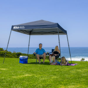 Quik Shade - QS SOLO64 10x10 SLANT LEG CANOPY, MIDNIGHT BLUE COVER, GRAY FRAME