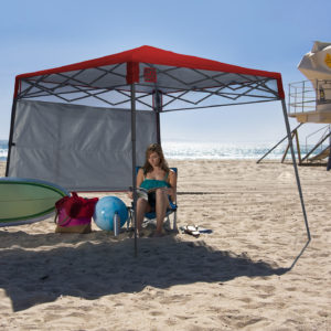 Quik Shade - QS GO HYBRID 7x7 SLANT LEG CANOPY, RED COVER, GRAPHITE METALLIC FRAME