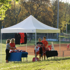 ShelterLogic - 10x10 ST Pop-up Canopy, Truss Top, White Cover, Black Wheel Bag