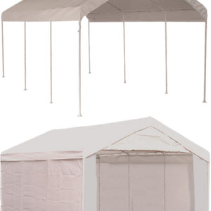 ShelterLogic - 10'x20' Canopy, 1-3/8" 8-Leg Frame, White Cover, Enclosure Kit