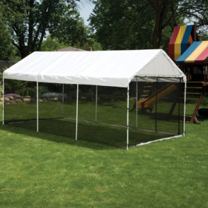 ShelterLogic - 10'x20' Canopy, 1-3/8" 8-Leg Frame, White Cover, Screen Kit