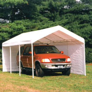 ShelterLogic - 10'x20' Canopy, 2" 8-Leg Frame, White Cover, Enclosure Kit, FR Rated