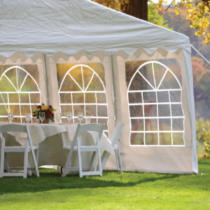 ShelterLogic - 10'x20'/ 3x6m Party Tent, 8-Leg Galvanized Steel Frame, White with Enclosure Kit with Windows