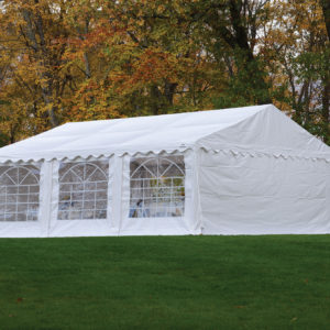 ShelterLogic - 20'x20'/ 6x6m Party Tent, 8-Leg Galvanized Steel Frame, White with Enclosure Kit with Windows