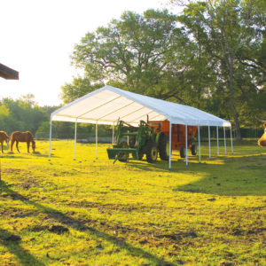 ShelterLogic - 18x40 Canopy, 2" 14-Leg Frame, White Cover, FR Rated