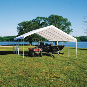 ShelterLogic - 18x30 Canopy, 2" 12-Leg Frame, White Cover, FR Rated