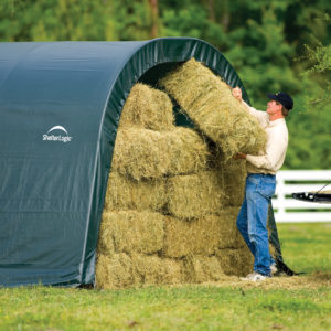 ShelterLogic - 12x20x8 Round Style Run-In Shelter, Green Cover