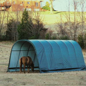 ShelterLogic - 12x24x10 Round Style Run-In Shelter, Green Cover