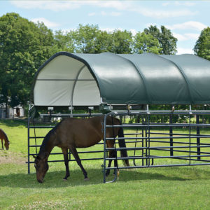 ShelterLogic - 12x12 Corral Shelter - Powder Coated 1-3/8" Steel Frame, 7.5 oz Green PE