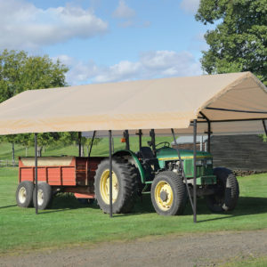 ShelterLogic - 12x20x9 Carport-in-a-Box, Brown Steel Frame, Sandstone Cover