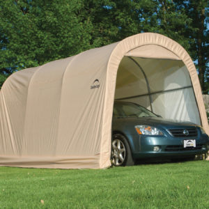 ShelterLogic - 10x15x8 ft. / 3x4,6x2,4 m Round Style Auto Shelter, 1-3/8" / 3,5 cm 4-Rib Frame, Sandstone Cover