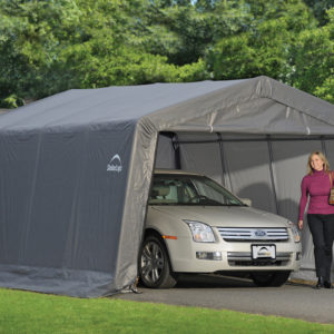 ShelterLogic - 12x16x8 Peak Style Shelter, 1-3/8" 5-Rib Frame, Grey Cover