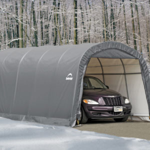 ShelterLogic - 12x20x8 ft. / 3,7x6,1x2,4 m Round Style Shelter, 1-3/8" / 3,5 cm 6-Rib Frame, Grey Cover