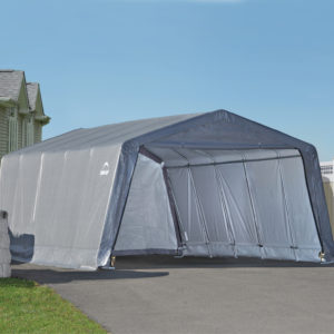 ShelterLogic - 12x20x8 Peak Style Shelter, 1-3/8" 6-Rib Frame, Grey Cover