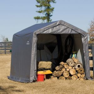 ShelterLogic - 10x10x8 Peak Style Storage Shed, 1-3/8" Frame, Grey Cover