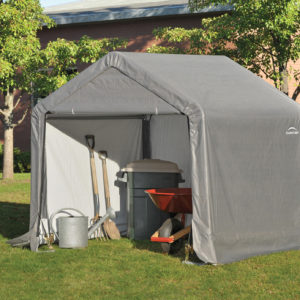 ShelterLogic - 6x6x6' Peak Style Storage Shed, 1-3/8" Frame, Grey Cover