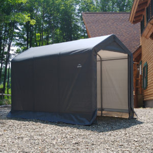 ShelterLogic - 6x10x6'6" Peak Style Storage Shed, 1-3/8" Frame, Grey Cover