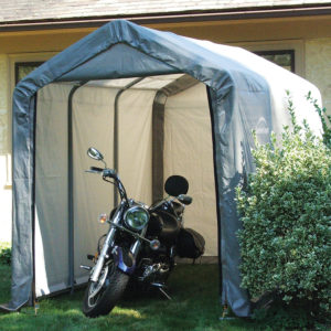 ShelterLogic - 6x12x8 Peak Style Storage Shed, 1-3/8" Frame, Grey Cover