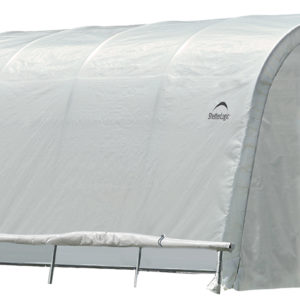 ShelterLogic - 12x20x8 / 3,7x6,1x2,4 m (6) Rib Round Style Powder Coated 1-5/8" Frame; Translucent Cover w/Side Vents; (2) 2-Zipper Door w/Screened Windows