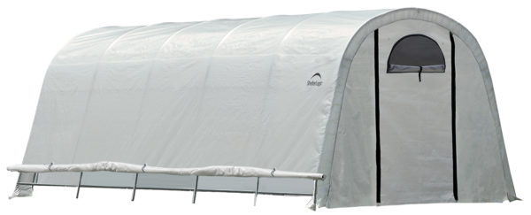 ShelterLogic - 12x20x8 / 3,7x6,1x2,4 m (6) Rib Round Style Powder Coated 1-5/8" Frame; Translucent Cover w/Side Vents; (2) 2-Zipper Door w/Screened Windows - Image 2