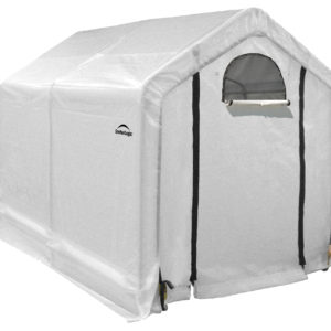 ShelterLogic - 6x8x6'6" /1,8x2,4x2 m Peak Style Organic Growers Greenhouse with integrated shelving (1) Translucent PE Cover w/ Side Vents; (1) 2-Zipper Door w/ Vent; (1) Back Panel with Vent