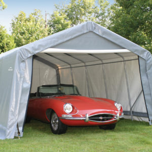 ShelterLogic - 12x20x8 Peak Style Shelter, Grey Cover