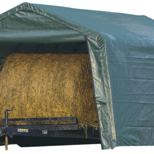 ShelterLogic - 12x20x8 Peak Style Hay Storage Shelter, Green Cover