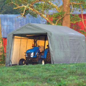 ShelterLogic - 12x24x8 Peak Style Shelter, Grey Cover