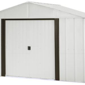 Arrow - Arlington, 10x8, Electro Galvanized Steel, Coffee / Eggshell, High Gable, 62" Wall Height, Sliding Doors