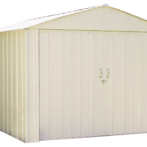 Arrow - Commander, 10x10, Hot Dipped Galvanized Steel, Eggshell, High Gable, 71.3" Wall Height, Extra Wide Swing Doors