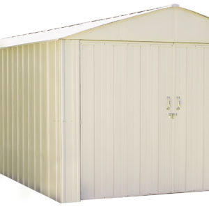 Arrow - Commander, 10x20, Hot Dipped Galvanized Steel, Eggshell, High Gable, 71.3" Wall Height, Extra Wide Swing Doors