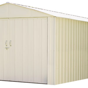 Arrow - Commander, 10x25, Hot Dipped Galvanized Steel, Eggshell, High Gable, 71.3" Wall Height, Extra Wide Swing Doors