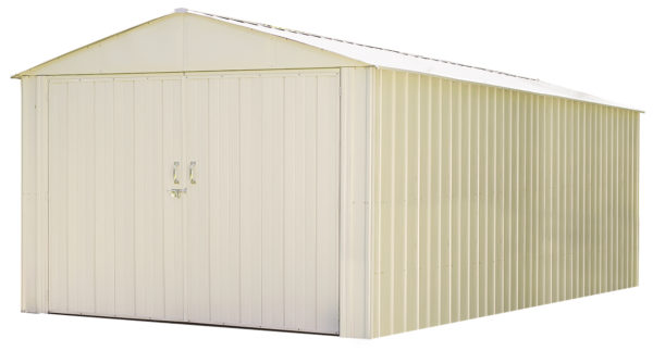 Arrow - Commander, 10x25, Hot Dipped Galvanized Steel, Eggshell, High Gable, 71.3" Wall Height, Extra Wide Swing Doors - Image 2