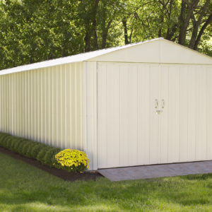 Arrow - Commander, 10x30, Hot Dipped Galvanized Steel, Eggshell, High Gable, 71.3" Wall Height, Extra Wide Swing Doors