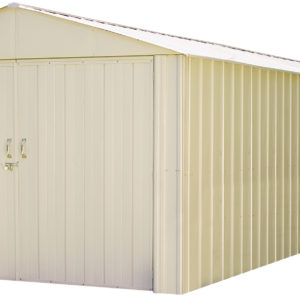 Arrow - Commander, 10x30, Hot Dipped Galvanized Steel, Eggshell, High Gable, 71.3" Wall Height, Extra Wide Swing Doors