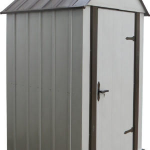 Arrow - Designer™ Metro Shed, 4X4, Hot Dipped Galvanized Steel, Java / Sand, High Gable, 71.3" Wall Height, Swing Doors