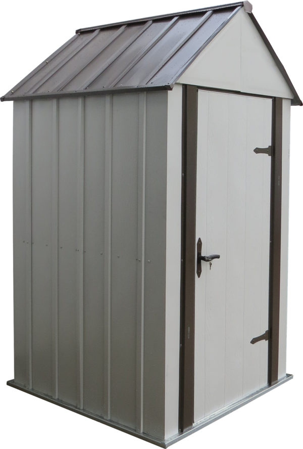 Arrow - Designer™ Metro Shed, 4X4, Hot Dipped Galvanized Steel, Java / Sand, High Gable, 71.3" Wall Height, Swing Doors - Image 2