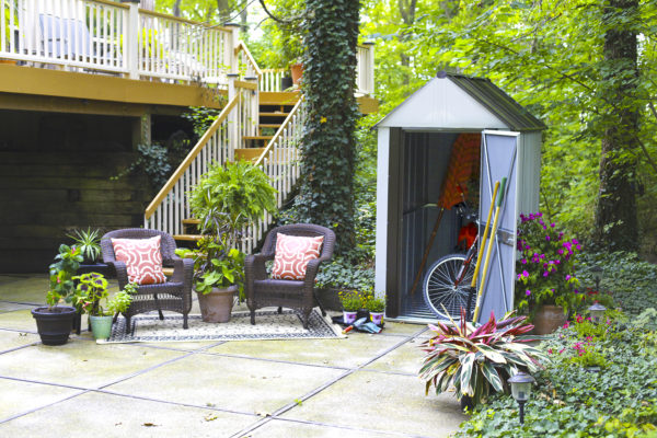 Arrow - Designer™ Metro Shed, 4X6, Hot Dipped Galvanized Steel, Java / Sand, High Gable, 71.3" Wall Height, Swing Doors - Image 3