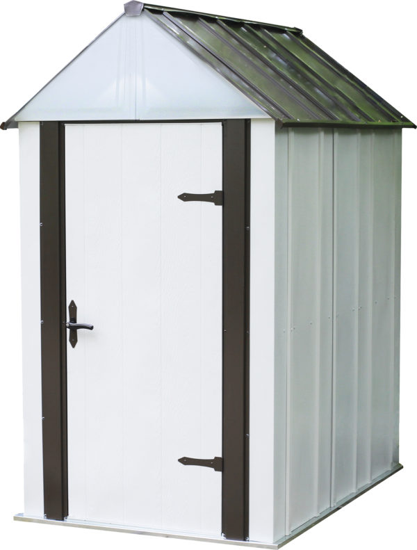 Arrow - Designer™ Metro Shed, 4X6, Hot Dipped Galvanized Steel, Java / Sand, High Gable, 71.3" Wall Height, Swing Doors - Image 4