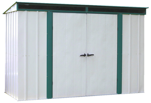 Arrow - Euro-Lite™, 10x4, Hot Dipped Galvanized Steel, Meadow Green / Eggshell, Pent Gable, 71.3" Wall Height, Swing Doors - Image 4