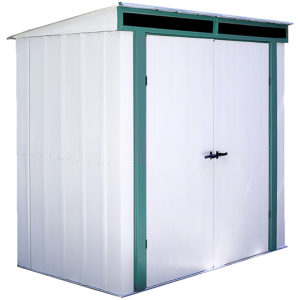 Arrow - Euro-Lite™, 6x4, Hot Dipped Galvanized Steel, Meadow Green / Eggshell, Pent Gable, 71.3" Wall Height, Swing Doors