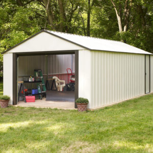Arrow - Murryhill, 12x10, Vinyl Coated Steel, Coffee / Almond, High Gable, 73.8" Wall Height, Roll-up Garage Door