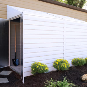 Arrow - Yardsaver®, 4x10, Electro Galvanized Steel, Eggshell, Pent Gable, 62.5" Wall Height, Swing Doors