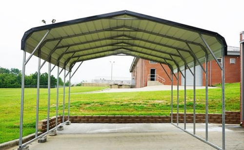 A regular-roofed carport