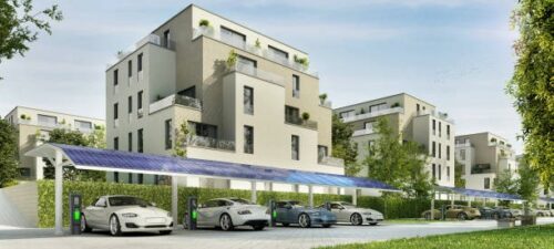 Cars parked under a carport structure