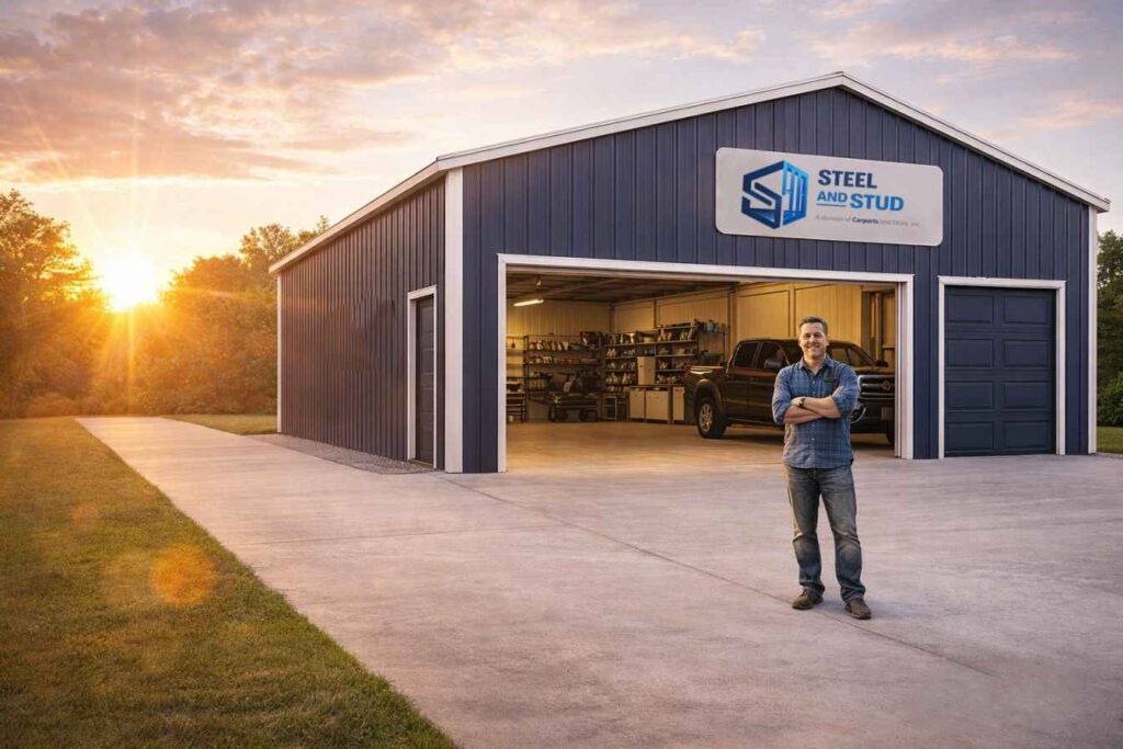 custom steel 3-car garage built to order Steel and Stud metal building