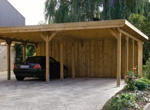 Flat Roof Wooden Carport