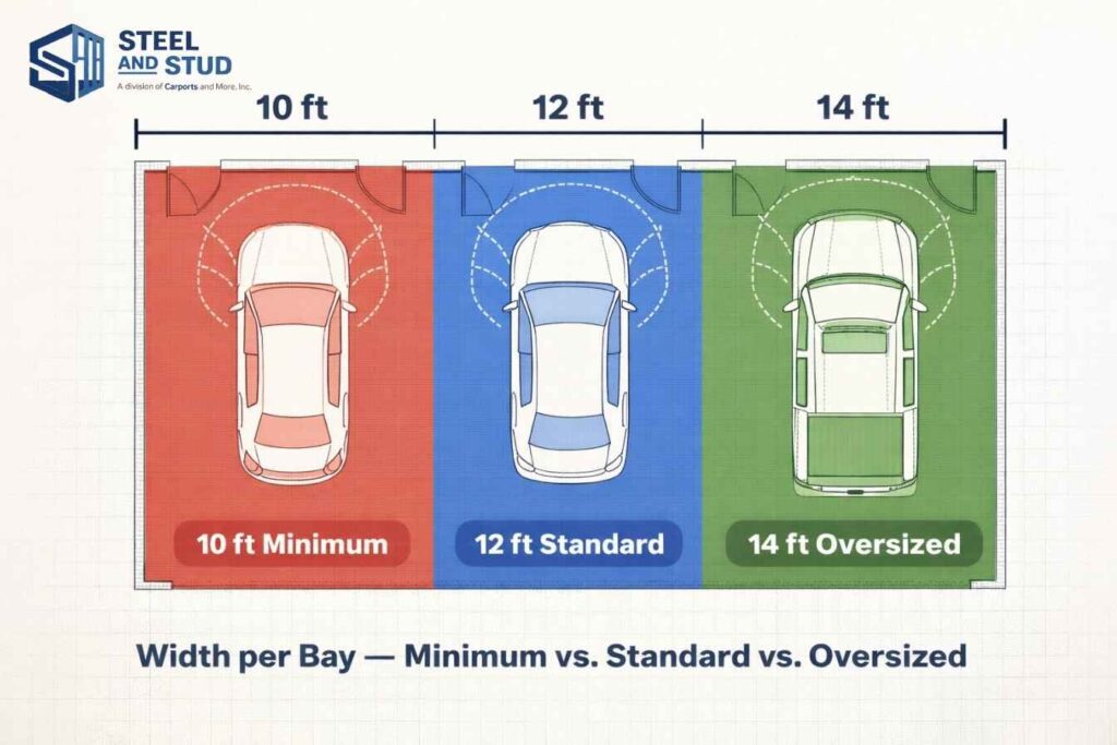 3-car garage width 30 36 40 feet per bay measurement diagram