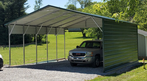 Carports are covered only on one side